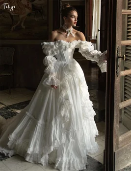 Tokyo White Off the Shoulder Customized Wedding Party Detachable Sleeves Zip Back Bridal Gown Chic A-Line Wedding Gowns 2026 1