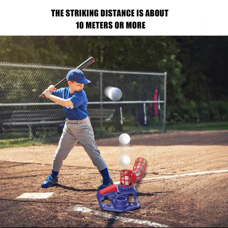 3In1 Kids Baseball Toy Set with Hanging Ball Stand Standing T-Ball Auto Launcher Adjustable Height Toddler Outdoor Sports Set