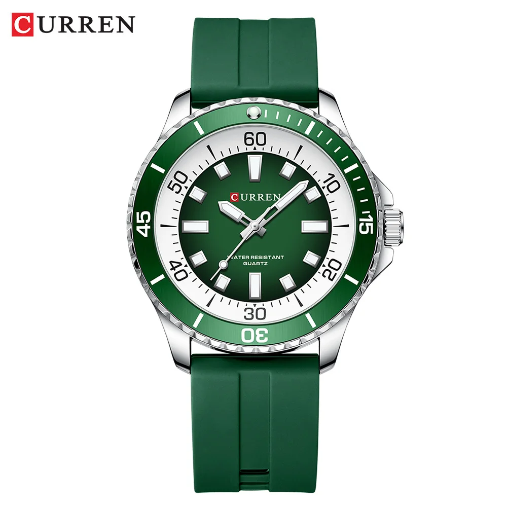 

Waterproof Male Wristwatch Men's Watch CURREN Comfortable Simple Silicone Bracelet Analog Quartz Watches for Men Luminous Hands