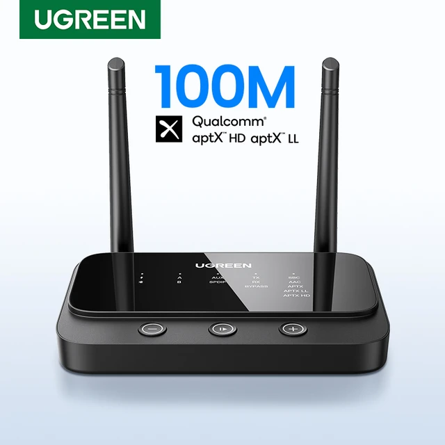 UGREEN-transmisor y receptor Bluetooth 100 de largo alcance, Adaptador de  Audio AptX LL HD, Dongle