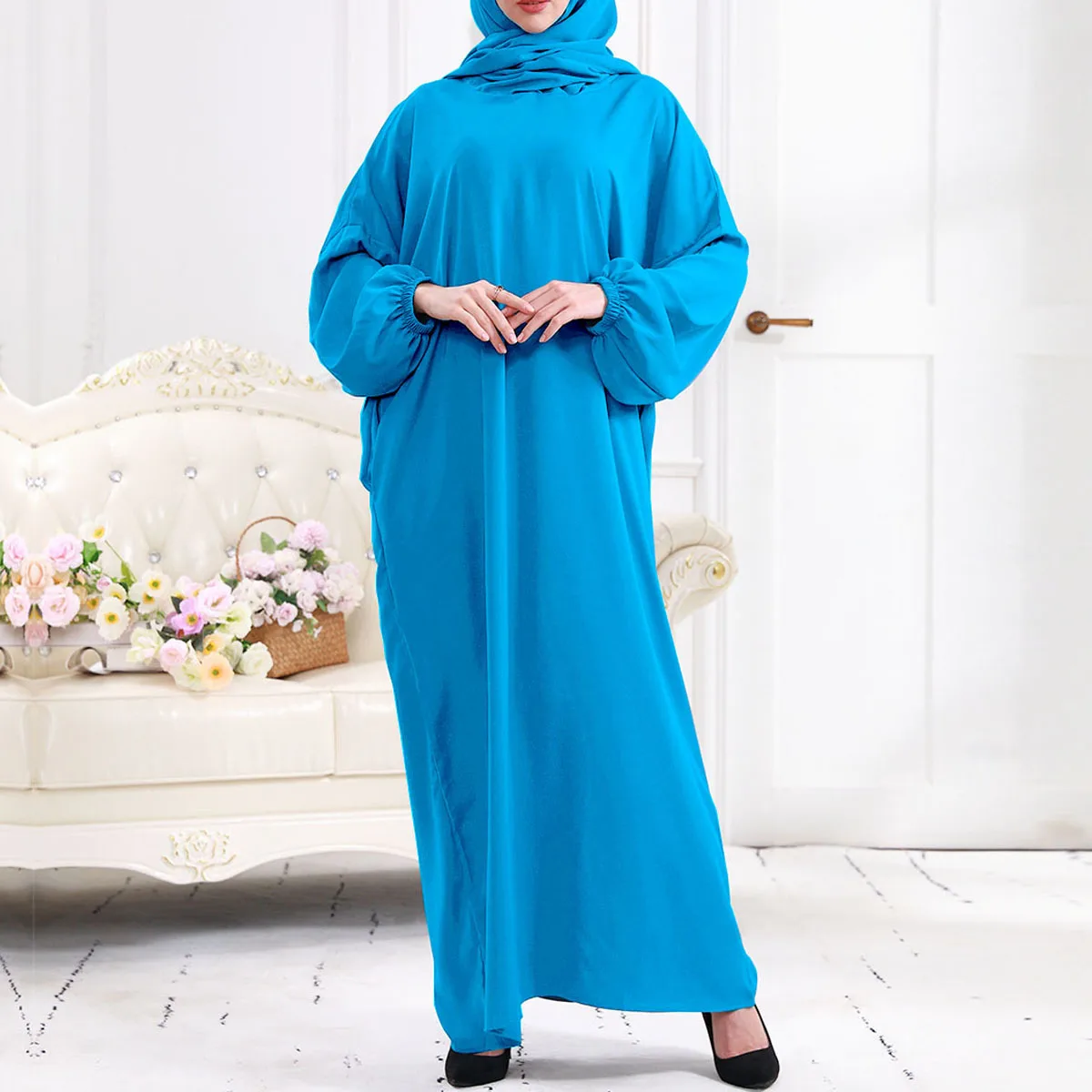 

Eid Hooded Muslim Women Hijab Dress Prayer Garment Full Cover Turkey Ramadan Gown Islamic Clothes Niqab Muslim Dress Women