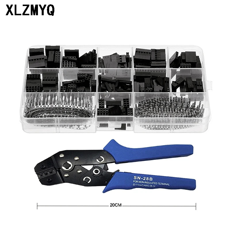 620 pcs DuPont 2.54mm Pitch SM Pin and SN-28B Crimp 1 2 3 4 5 6 Pin Connector Male Female Crimp Terminal DIY Electronic Kits