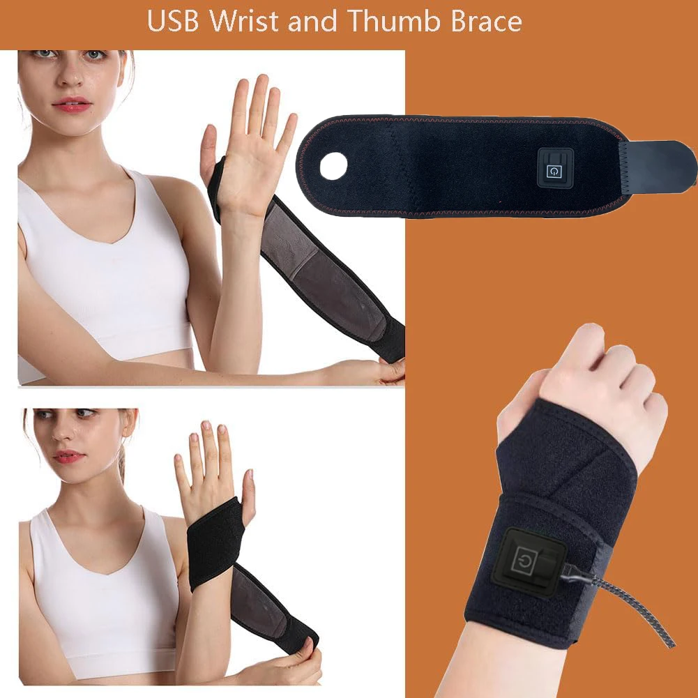 Electric Heating Wrist Protector Three Gear Heat Sports Protection Breathable Support Sleeve Hand Joint Brace Cold Hot Protect 6