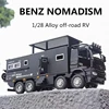 1/28 NOMADISMs Arocs Unimog Alloy Motorhome Touring Car Model Diecast Metal Toy Off-road RV Vehicles Model Sound Light Kids Gift 1