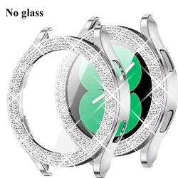 Bling Diamond Protective Watch Case with Screen Protector - Transparent Bumper Cover - Galaxy Watch6 44 (Silver)