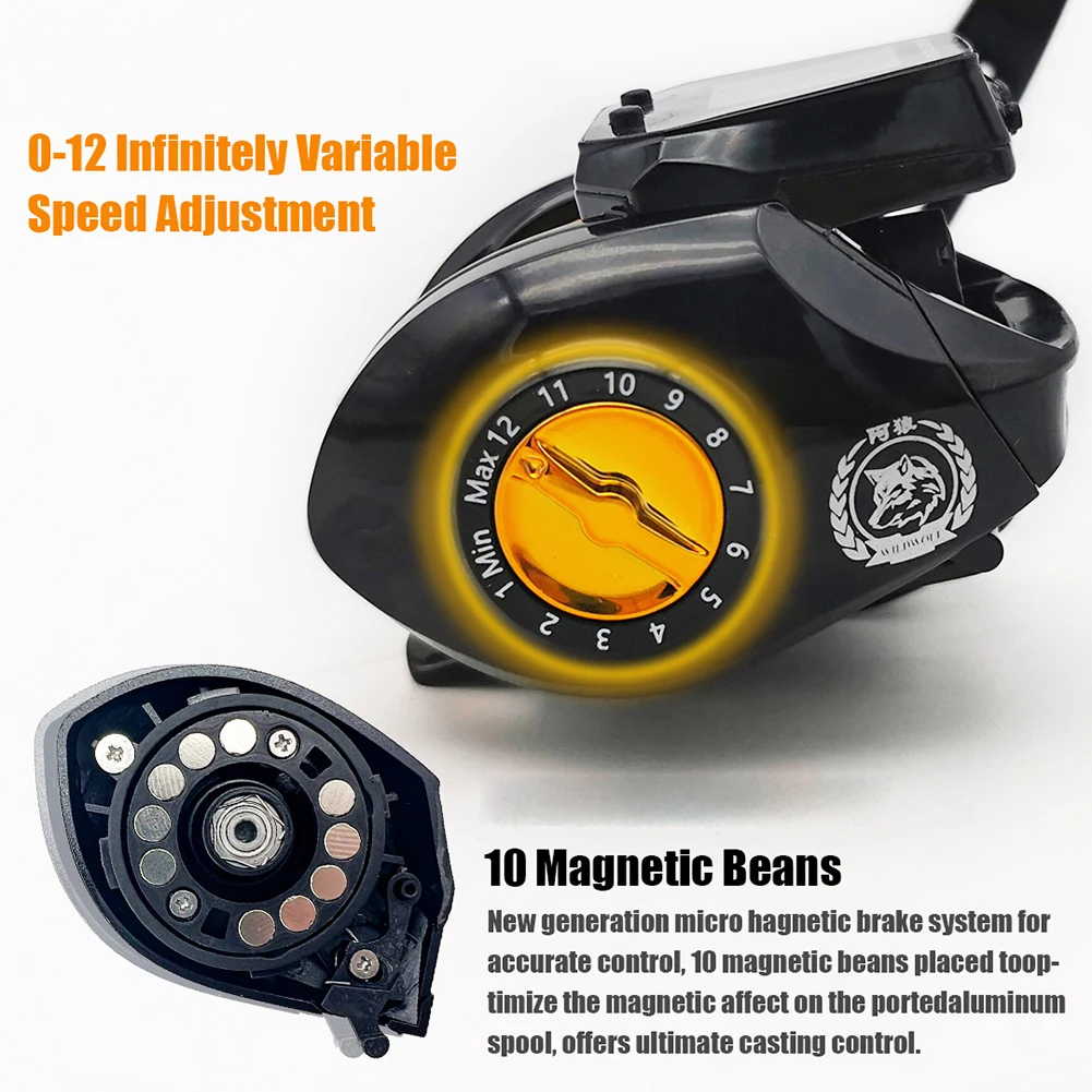 Moulinet Baitcasting Numérique 6.3:1 - Compteur De Ligne Précis, Grand Écran Rétroéclairé, Frein Magnétique 10kg, Rechargeable USB