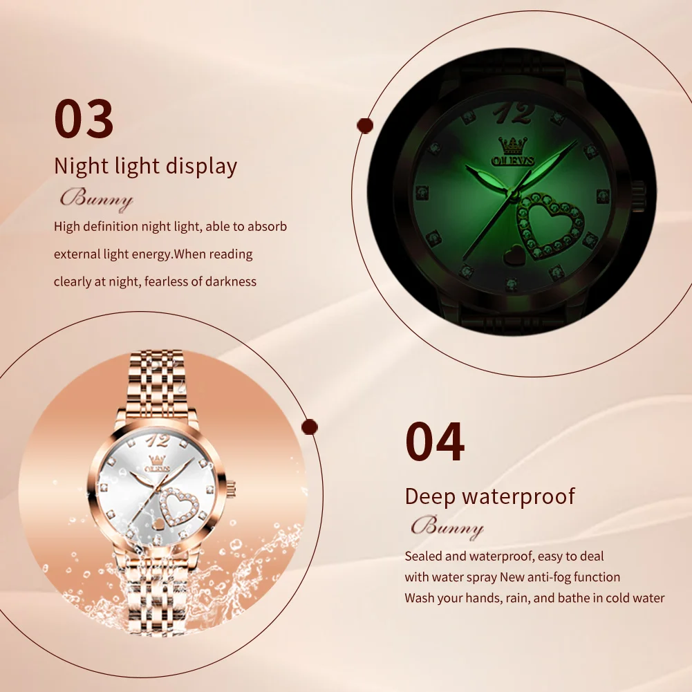OLEVS  Luxury Women Watch Top Brand Fashion Waterproof Stainless Steel Diamond Ladies Quartz Wristwatch Montre Femme Beautiful
