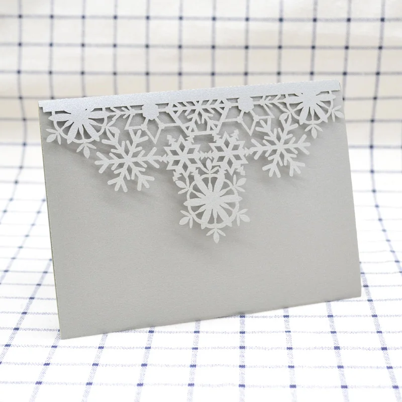 Luxury silver pop up 3D pocket cards laser cut snowflake wedding invitations