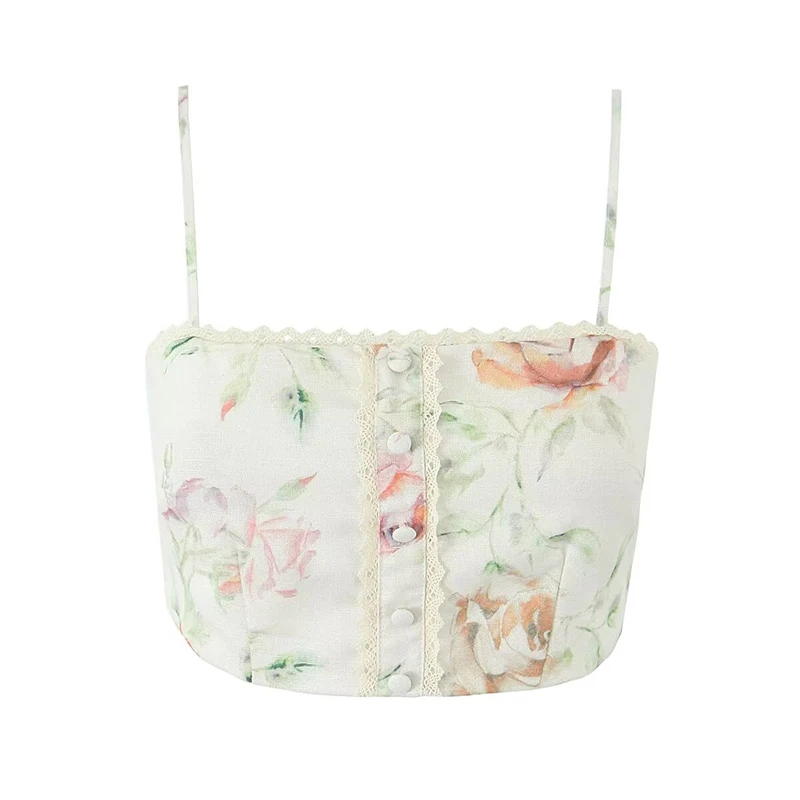 

Новинка 2024 женский летний укороченный топ без рукавов с цветочным принтом в стиле бохо шикарная кофта