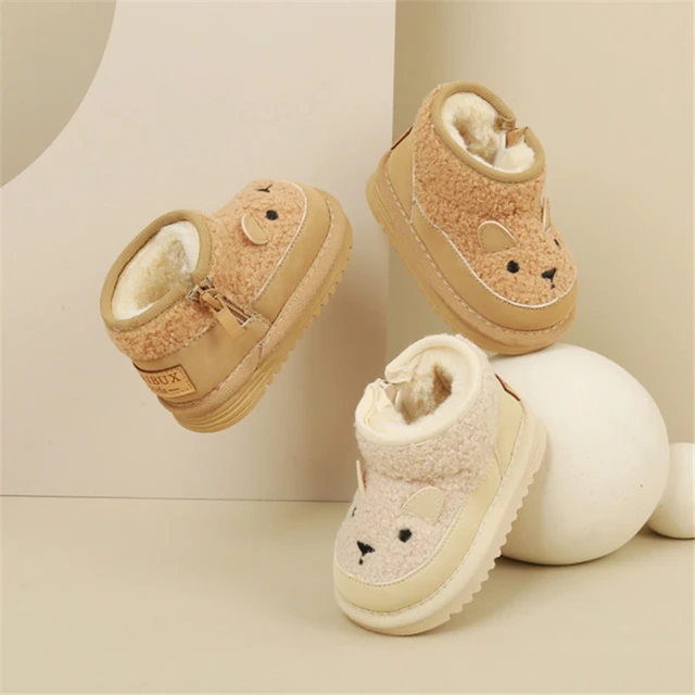 2023 New Winter Baby Snow Boots Leather Cute Sheep Pattern Boys Shoes Warm  Plush Soft Sole Fashion Toddler Girls Boots 15-25 - AliExpress