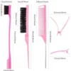Hair Styling Comb Set Teasing Hair Brush Triple Teasing Comb Rat Tail Combs Edge Brush Hair Tail Tools Braid Tool Loop 5