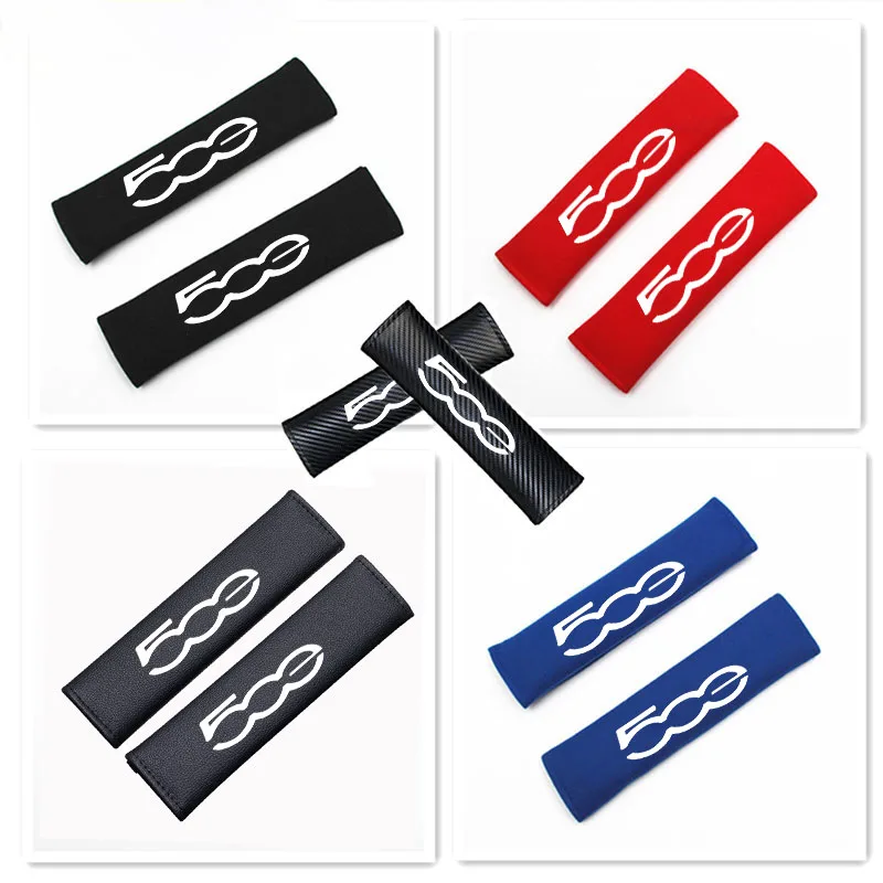 조정 가능한 봉제 자동차 안전 벨트 커버, 피아트 500E 500 500L 500C 500S 500X 용 어깨 패드, 자동차 액세서리