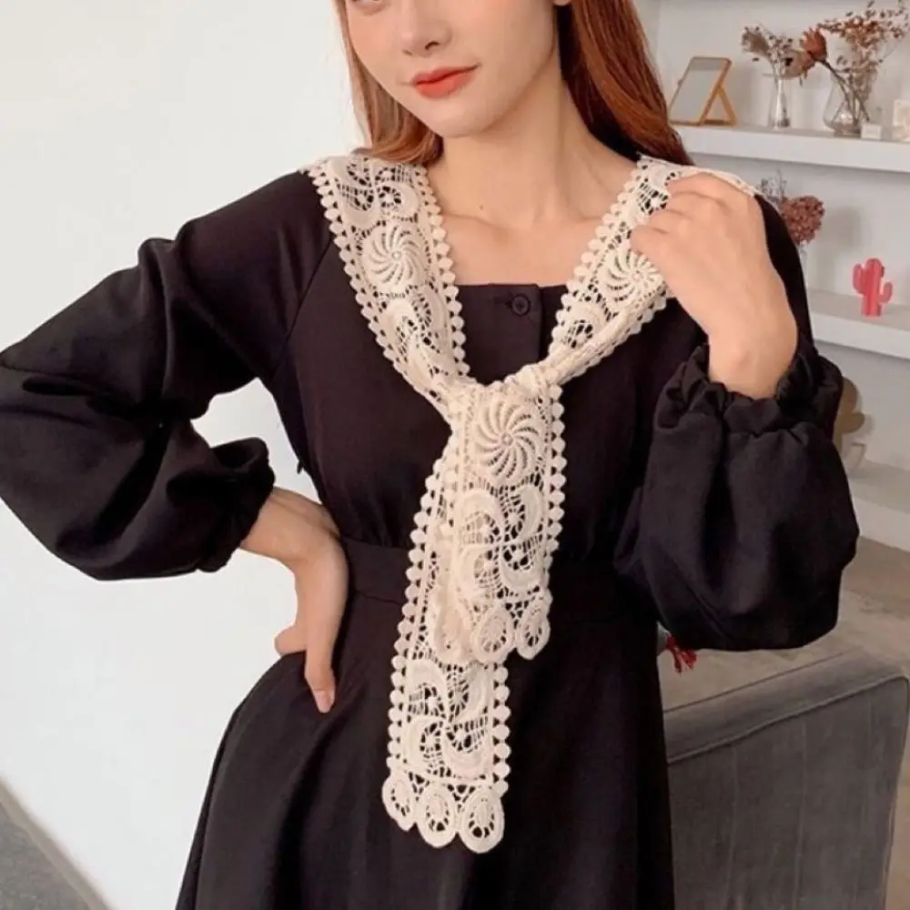 New Solid Color Knitted Shawl Keep Warm Blouse Shoulders Detachable Collar Lace Tie Wool Shawl Unisex
