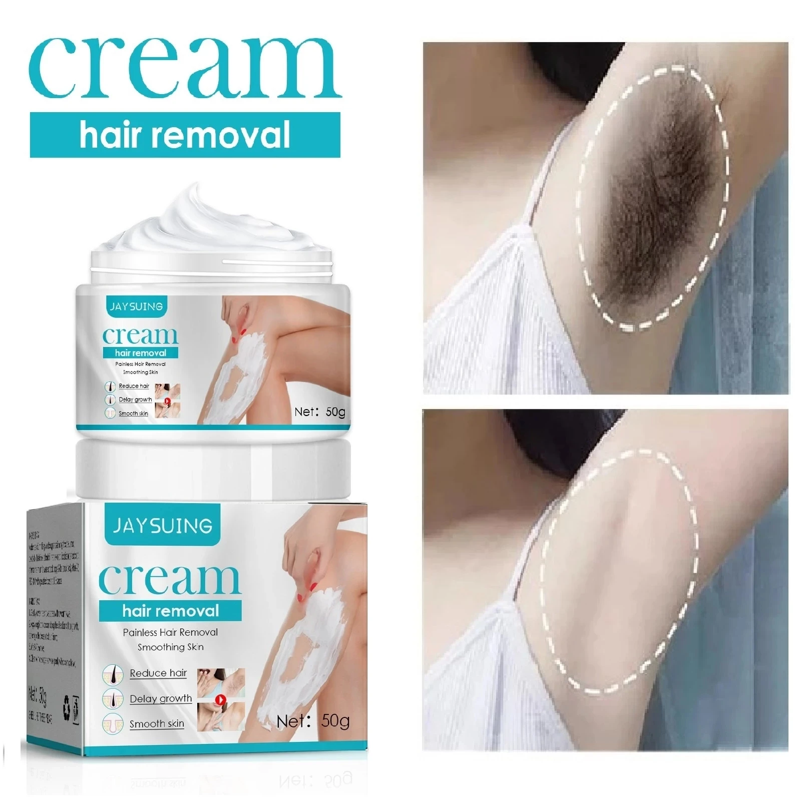 

Permanent Hair Removal Cream 50g Fast Remove Hair Armpit Leg Depilatory Cream Painless Hair Growth Inhibitor Man Woman Body Care
