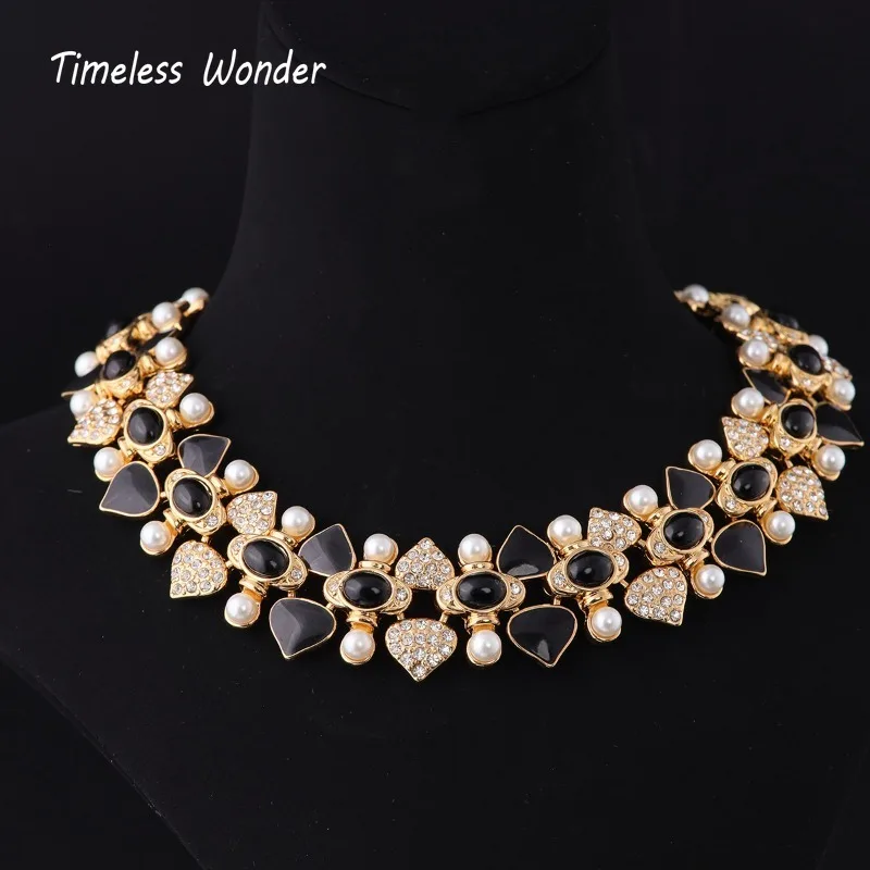 

Timeless Wonder Retro Enamel Zircon Geo Heart Pave Necklaces for Women Designer Jewelry Goth Runway Luxury Vintage Rare Top 4526