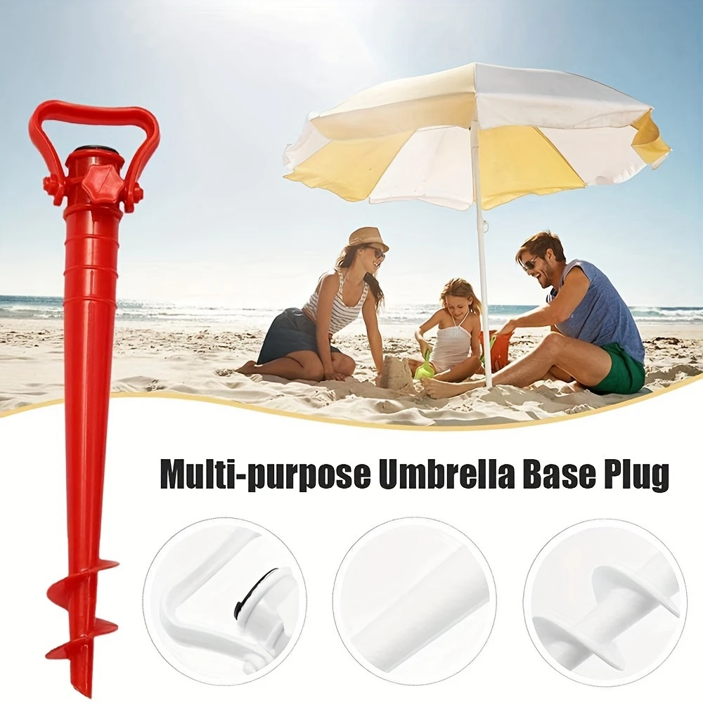 1pcs Red Beach Umbrella Anchor Spiral Screws Outdoor Garden Sun Umbrella Stand Apply to Beach Grass and Terraces 2