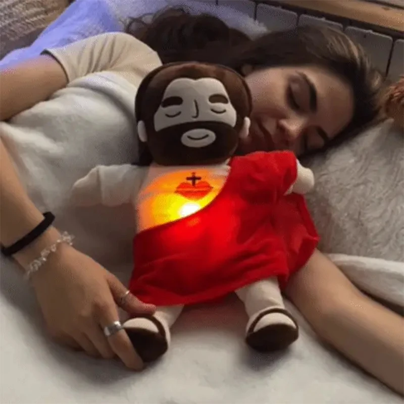 New Baby Soothing Breathing Jesus Plush Toy Jesus Doll Four-gear Adjustment Children Music Sleep Companion Christmas Toy Gifts plush doll plush toys