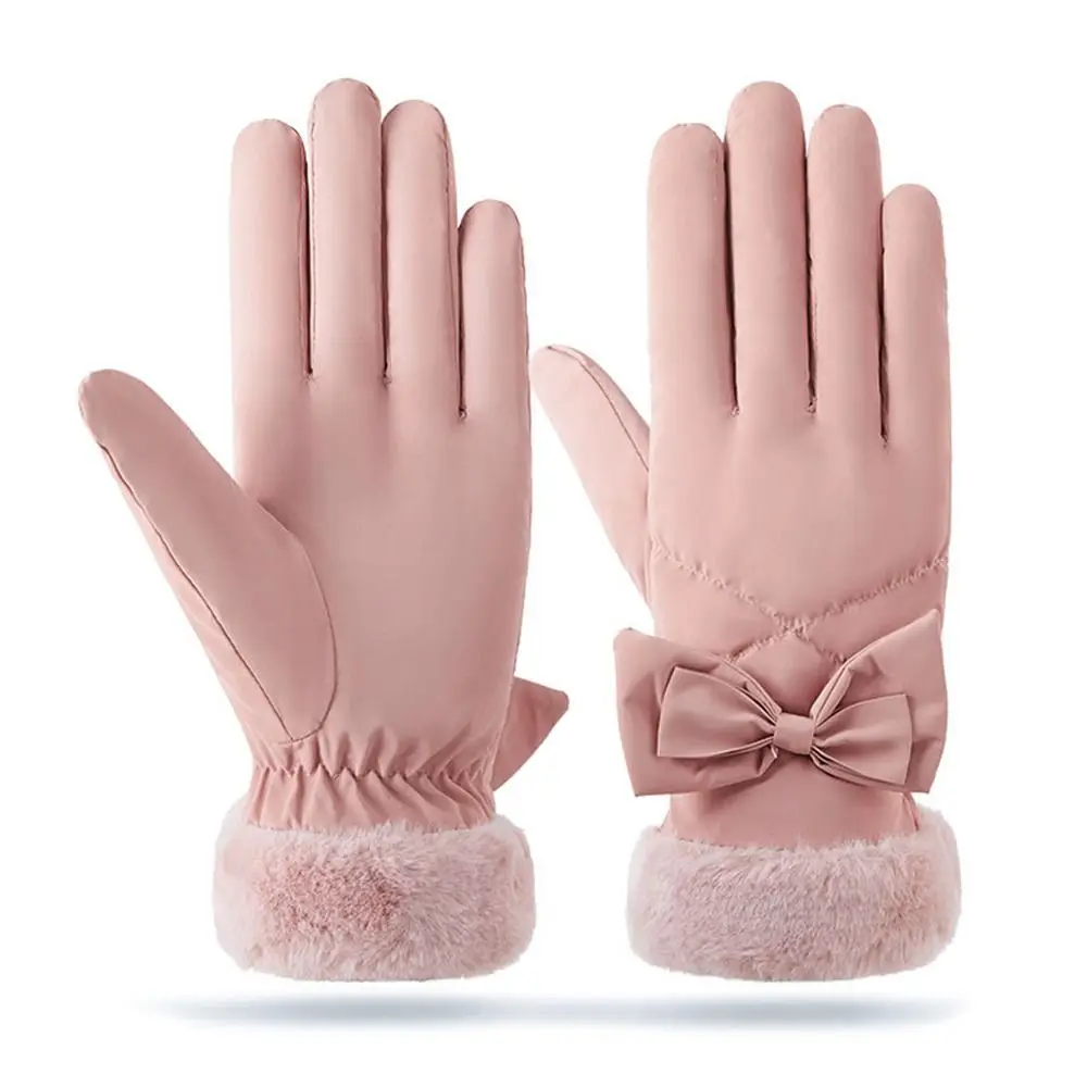 

Fleece Ski Gloves Adjustable Warm Non-slip Touch Screen Gloves Windproof Winter Driving Mittens Women