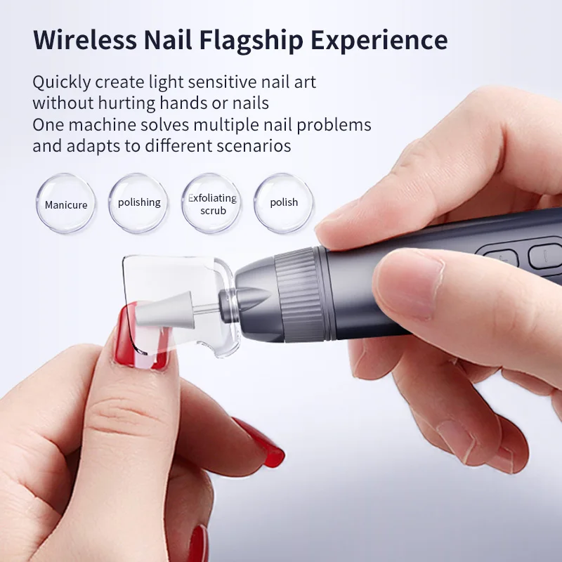 Professional Manicure Pedicure Kit Electric Nail File Set Cordless Nail Drill Machine 10 Speed Nail Tool for Grind Trim Polish