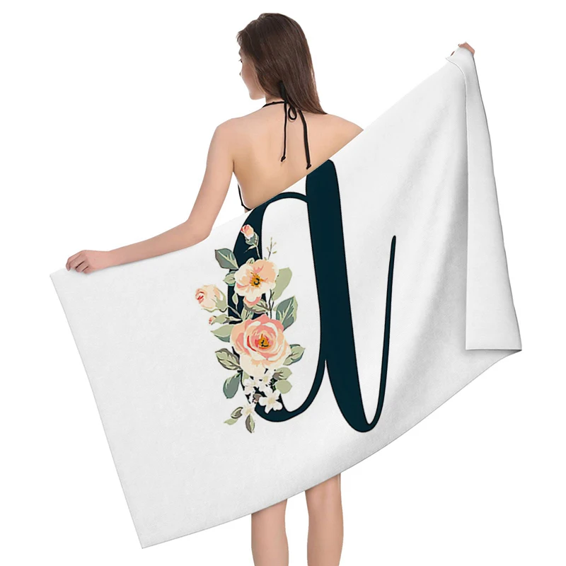 Home bath towels for the body towels bathroom letters and flower quick drying microfiber beach towel man and women large sports