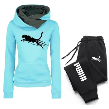 Autumn Winter PARIS Women's Sweater Pants Set Women Hoodie set Street Clothing Casual Female Clothing Plush sweatshirt