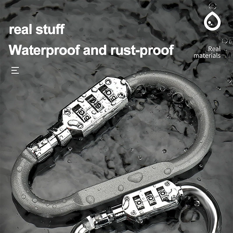 Combination Locking Carabiner Clip Hook Password Resettable Keyless Padlock Key Chain Buckle Backpack Outdoor Travel Padlocks