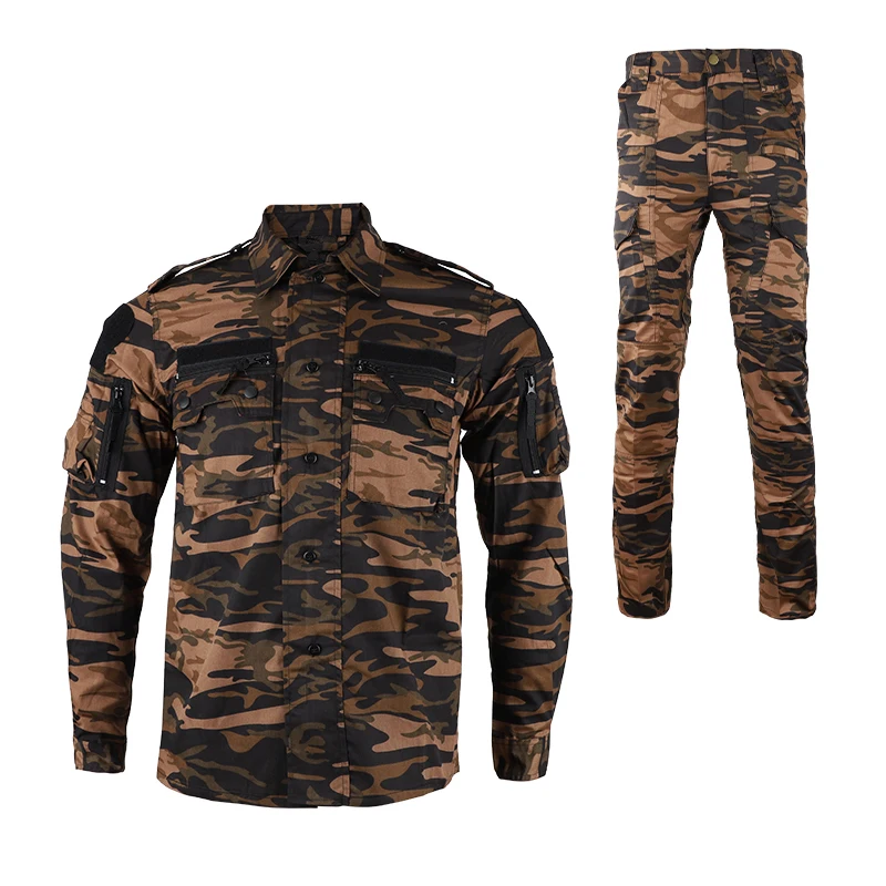 Outdoor Camouflage Brown Tactical Suit Uniform Men's Hiking Hunting clothes Combat Training Clothing