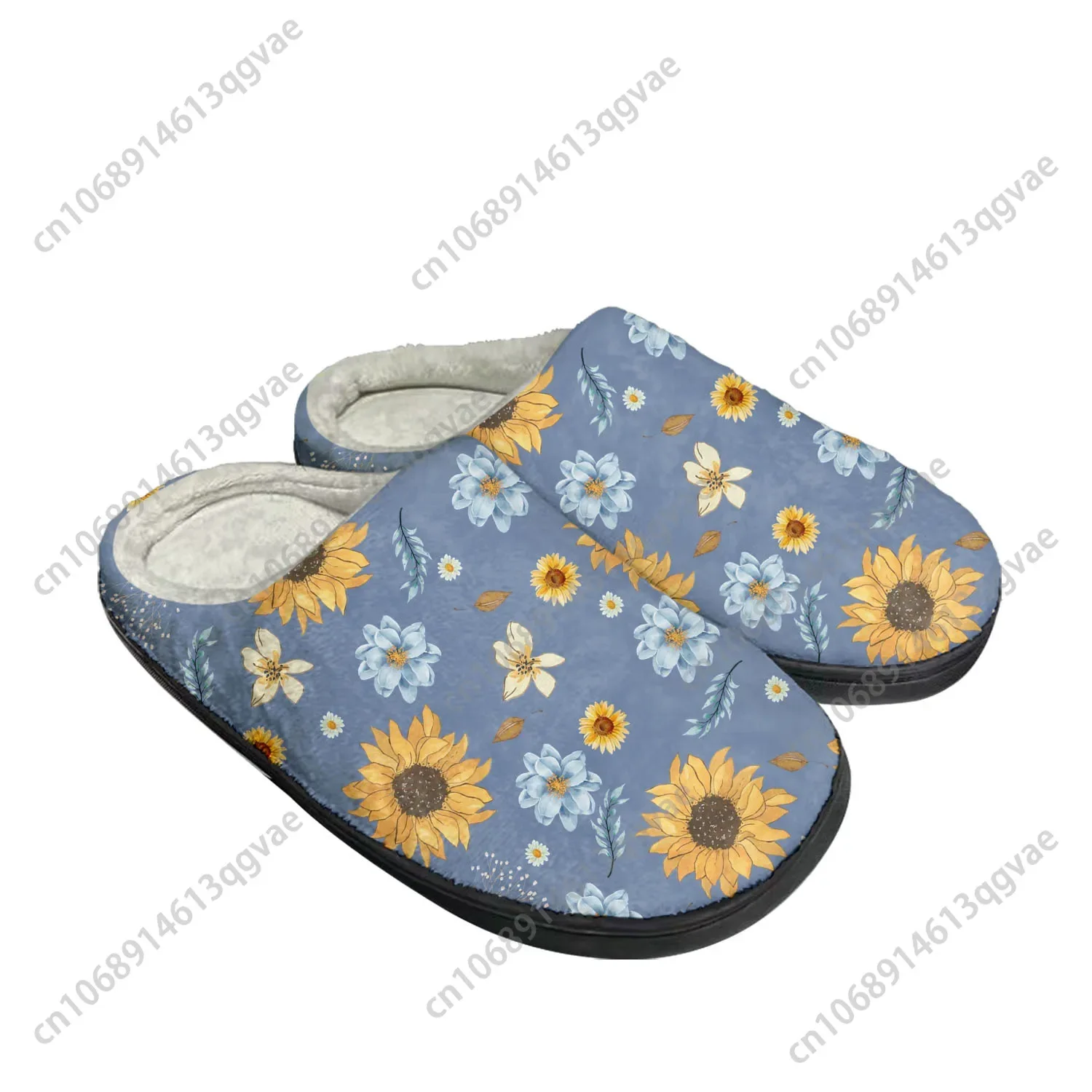 Sunflower Yellow Flower Pop Home Cotton Custom Slippers Mens Womens Sandals Plush Bedroom Casual Keep Warm Shoe Thermal Slipper