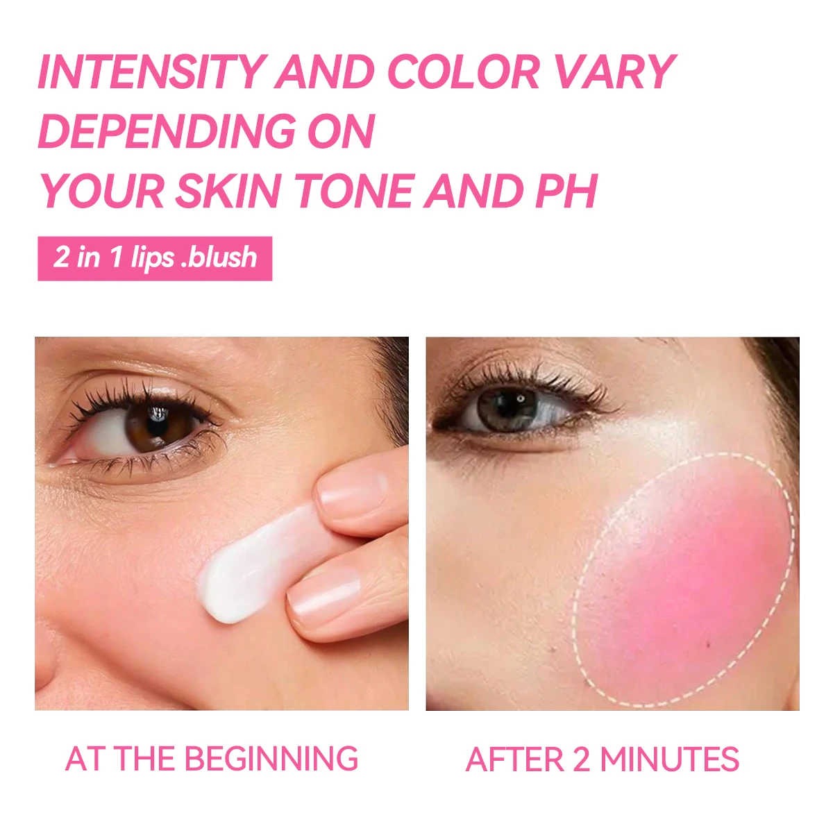 2in1 warm powder blusher, breast, lip and cheek dual purpose color change, natural and durable waterproof, brightening face 3
