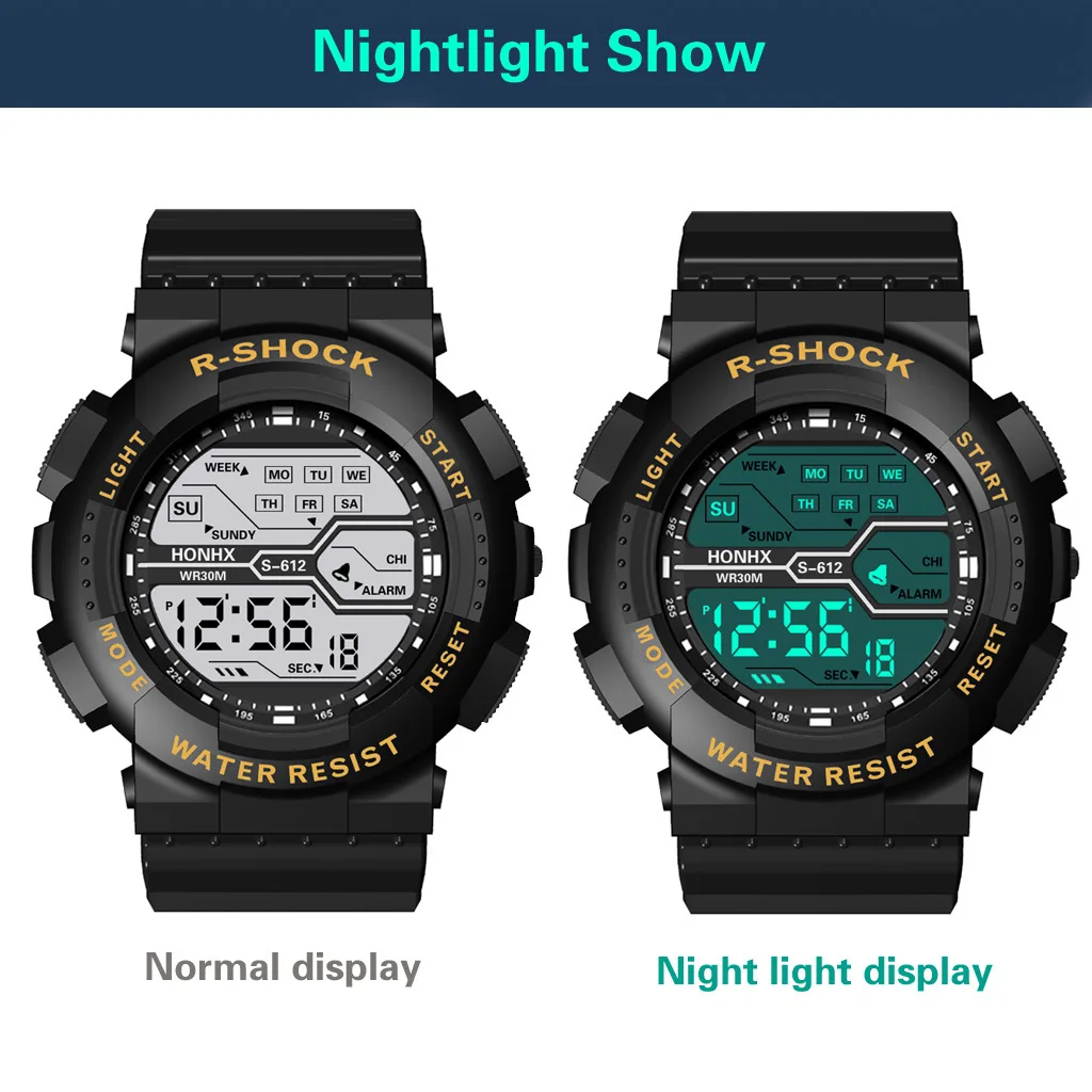 Outdoor Sport Mannen Horloge Multifunctioneel Groot Scherm Led Elektronische Waterdichte Lichtgevende Militaire Digitale Polshorloges Reloj Hombre