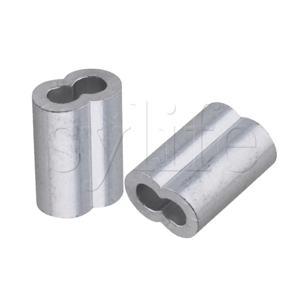 Pipe Clip 25PCS 3mm Double Hole Wire Rope Aluminum Clamp Clip Sleeve M3