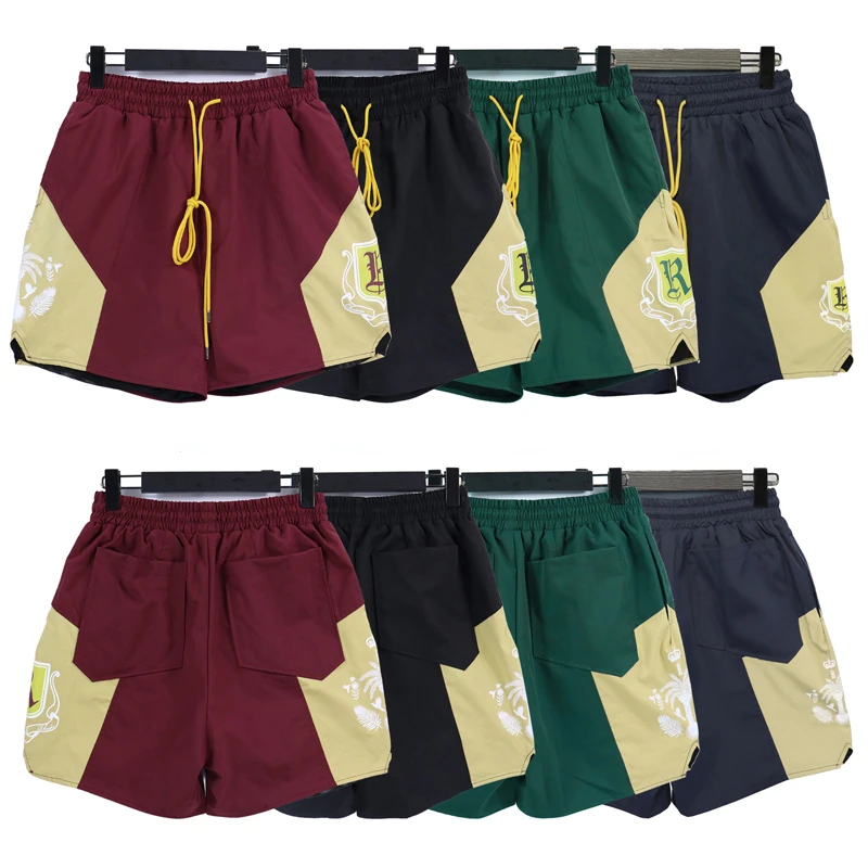 

Oversized RHUDE Sports Shorts Men's Logo Printing Letter Shorts Coconut Tree Print Women's Summer Mesh Shorts