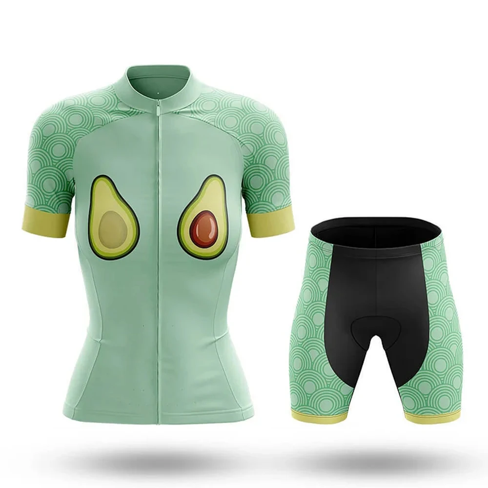 

Vegan Avocado Summer Cycling Jersey Short Set Wear Gel Breathable Pad MTB Clothes Kits Bike Clothing Road Suit