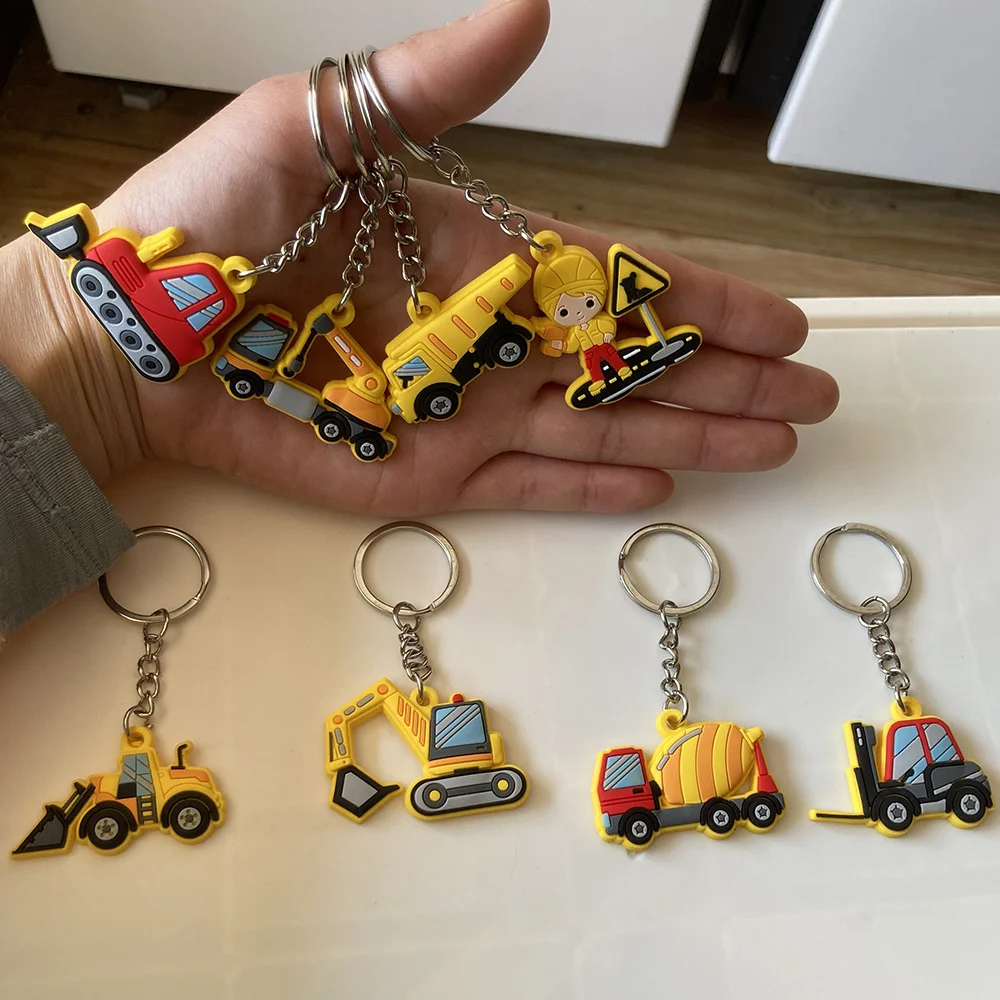 

8pcs Engineering Party Construction Party Favors Keychains Traffic Zone Birthday Gifts Kids Children Truck Vehicle Party Treat