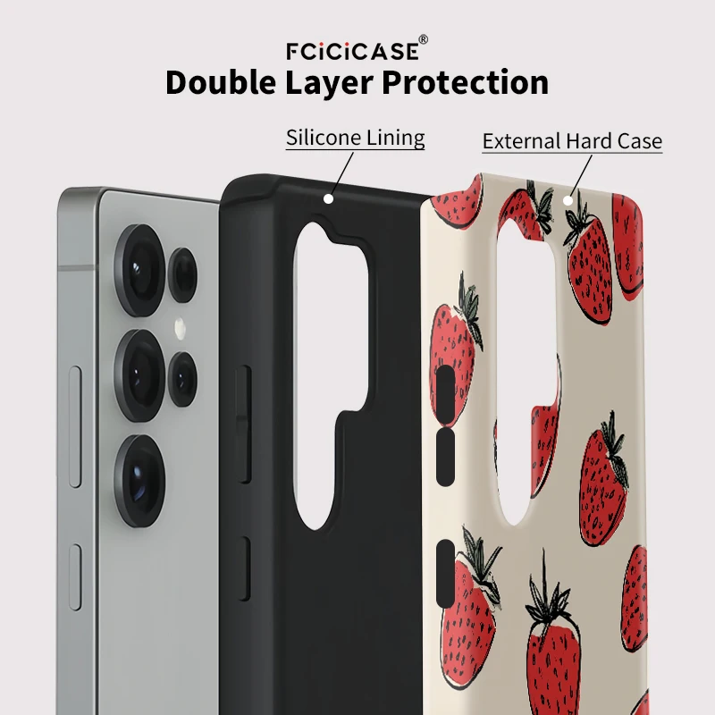 Strawberry Print Dual Layer Protective Acrylic PC Cover