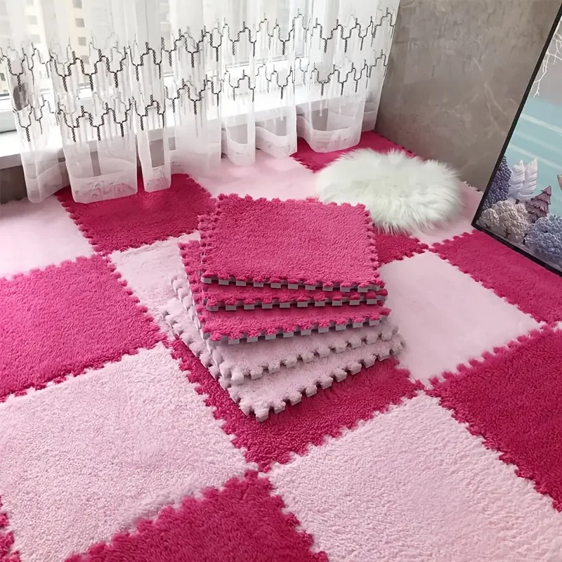 Baby Play Mat Crawling Mat Foam Puzzle Tiles, Interlocking EVA, Thick Soft Non-Slip Washable Plush Checkerboard Nursery