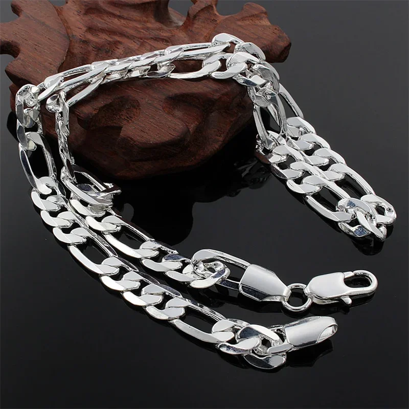 Andara 925 Sterling Silver 4MM/6MM/8MM/10MM/12MM Chain Necklace 16-30 Inch for Man Women Fashion Jewelry High End Necklace silver necklace