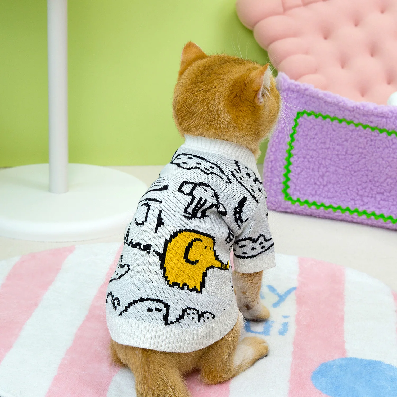 thumbnail image 1 of Ropa para mascotas de otoño e invierno Suéter con dibujos de elefantes y gatos Necesidades para perros Abrigo base de otoño e invierno Ropa para cachorros Invierno, 1 of 5