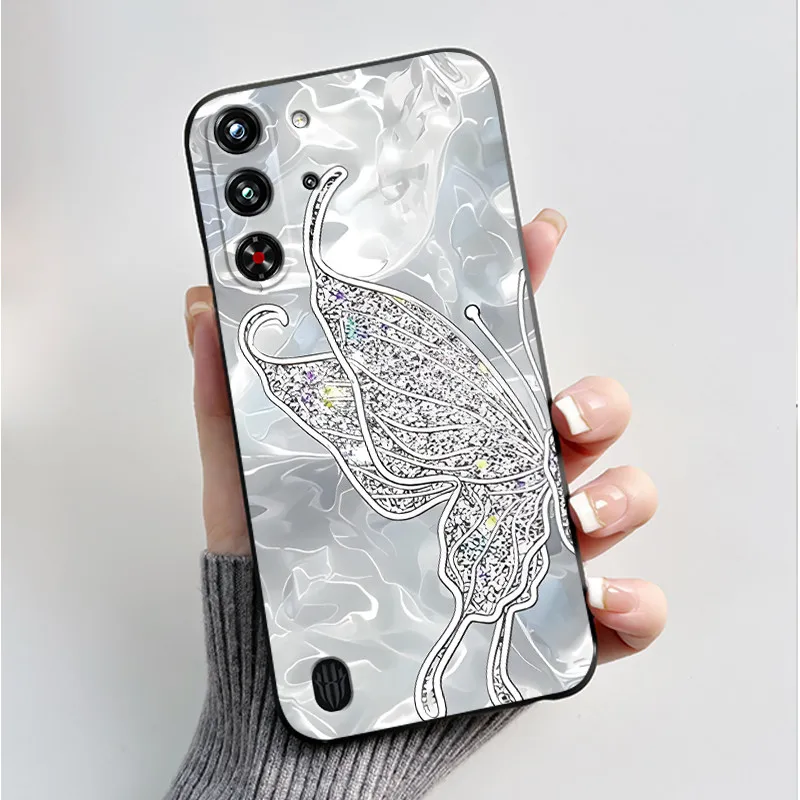 Soft Silicone Black Shell with Cute Flower Design - Protective Case