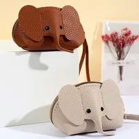 Bag pendant, female key, creative card bag, personalized elephant zipper, small wallet, solid color, multiple card slots, ID car 2