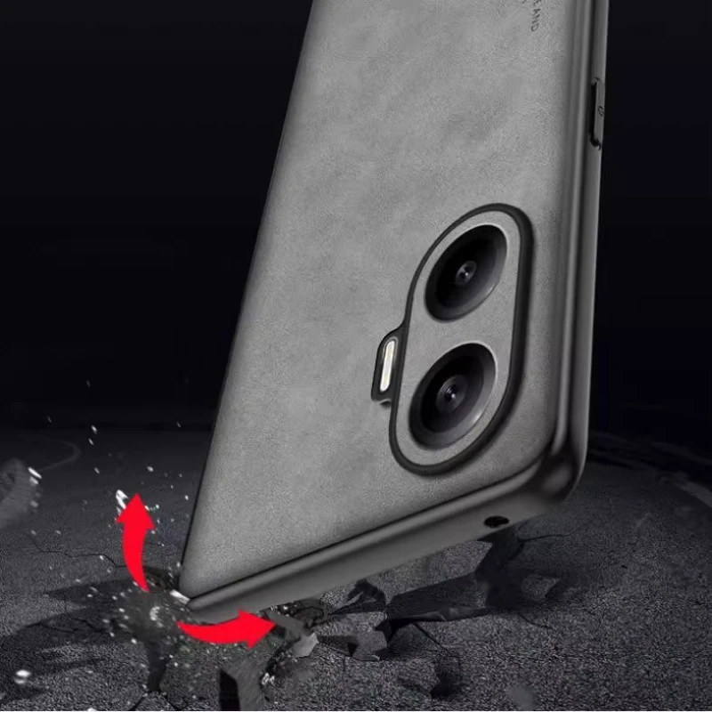 Luxury Skinsheep PU Leather Case with Camera Protection and Shockproof Silicone Bumper