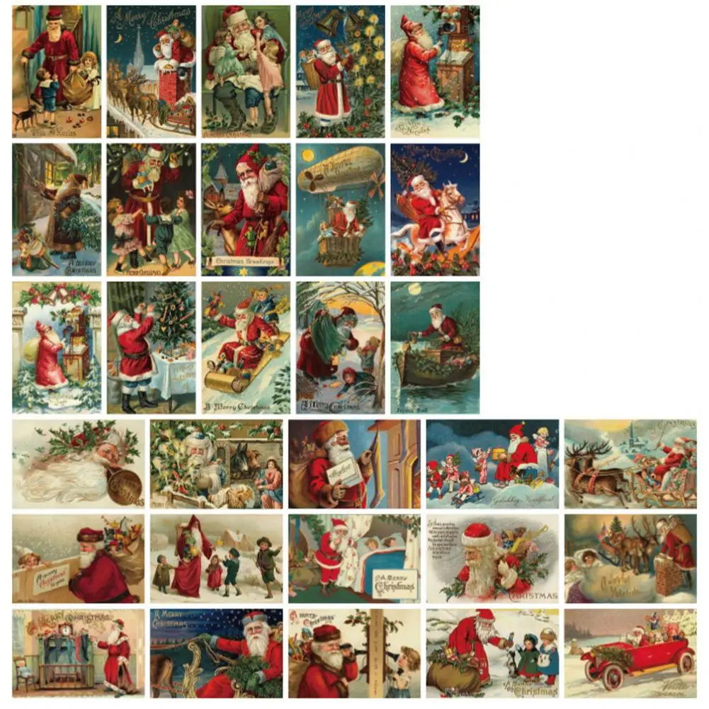Kiskick Weihnachtskarten 30 Stück – Vintage-Design, 15x10 Cm, 300g Papier, Ohne Vordruck Innen