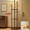 Rotary Wood Coat Racks, Household Standing Coatrack with 3 Storage Shelves, for Home Entryway Bedroom Hanging Coats Jackets Hats 3