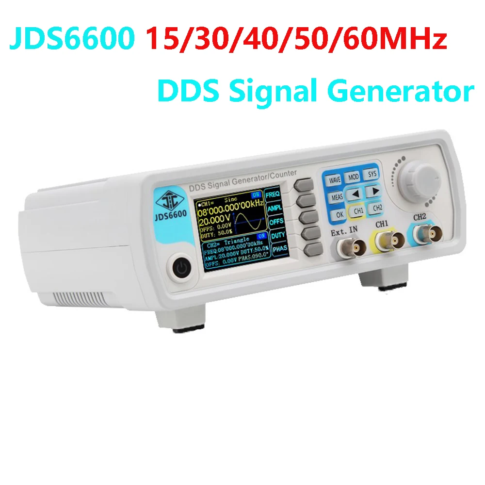 

T50 JDS6600 15/30/40/50/60MHz DDS Function Signal Generator/Source Dual/2-CH Frequency Meter Arbitrary Waveform Pulse Generator