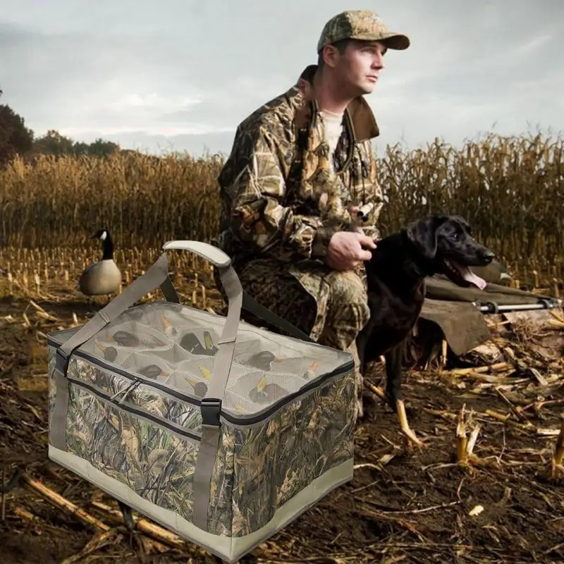 Duck Hunting Bag 12 Slots Duck Decoy Storage Bag Camouflage Printing Padded And Adjustable Shoulder Strap Bottom Drains Turkey