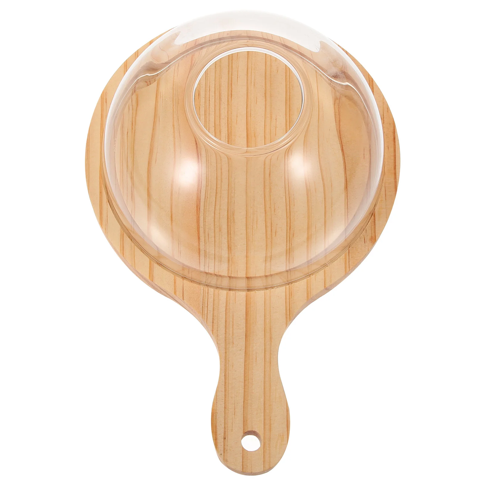 

Smoking Food Lid Food Cover Glass Cake Dessert Cover with Wood Base for Home