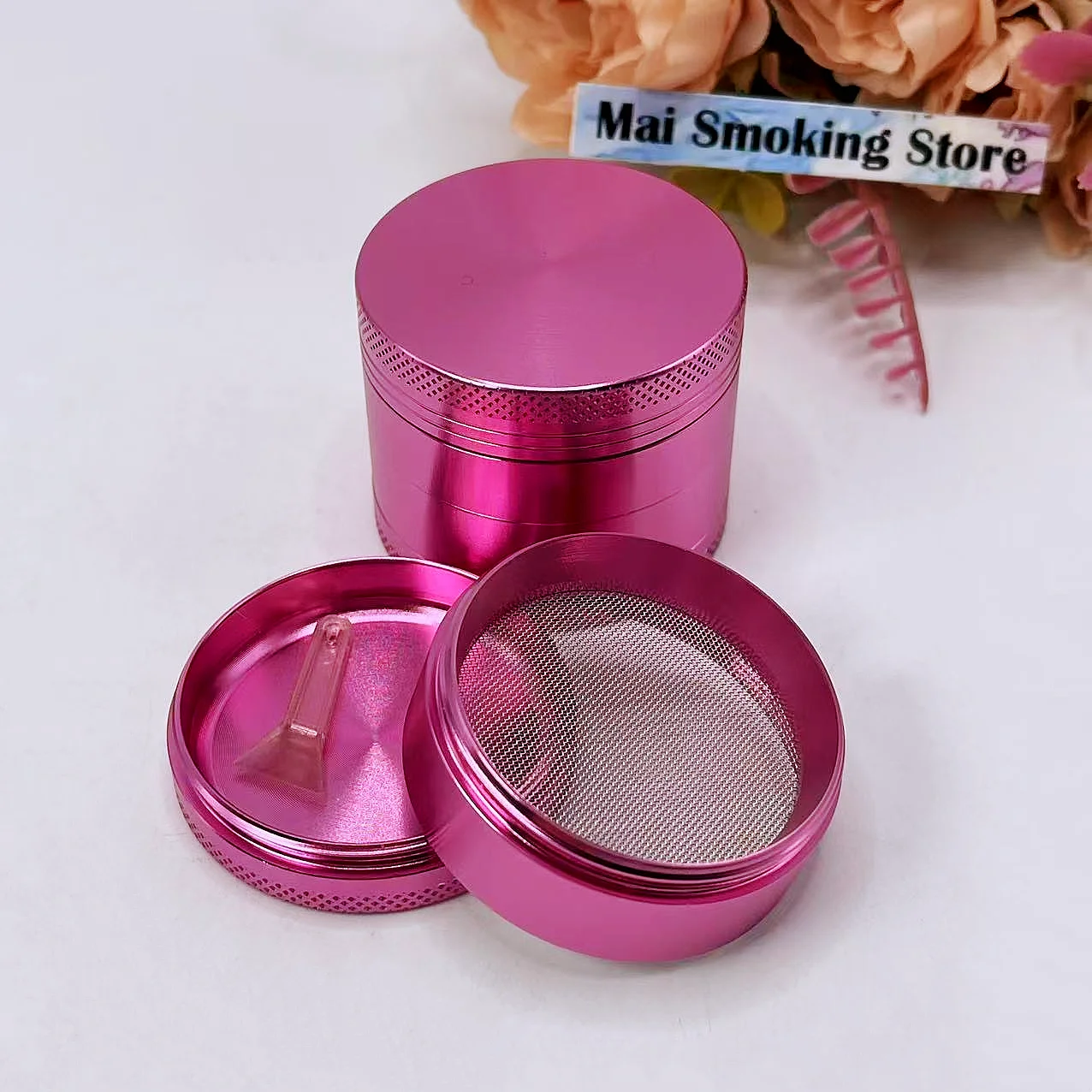 Herb Grinder 2inch Pink Aluminum 4-Layer Manual Salt Mill Spice Pepper Mortar Tobacco Raw Grass Cigarette Smoking Tool