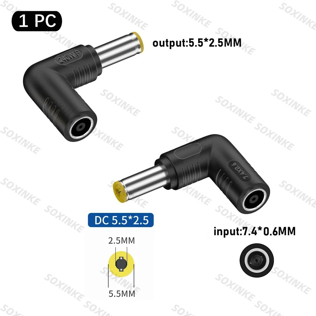 1PCS 240W DC 전원 플러그 7.4*5.0mm 여성 dc 5.5*2.5mm 4.5*3.0 6.0*3.7 5.5*2.1 노트북 컴퓨터 용 사각형 플러그