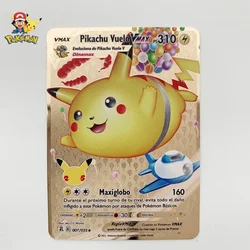 22styleSpanish Pokemon Cards Gold Metal Pokemon Cards Spanish Hard Iron Cards Mewtwo Pikachu Gx Charizard Vmax Package Game Coll