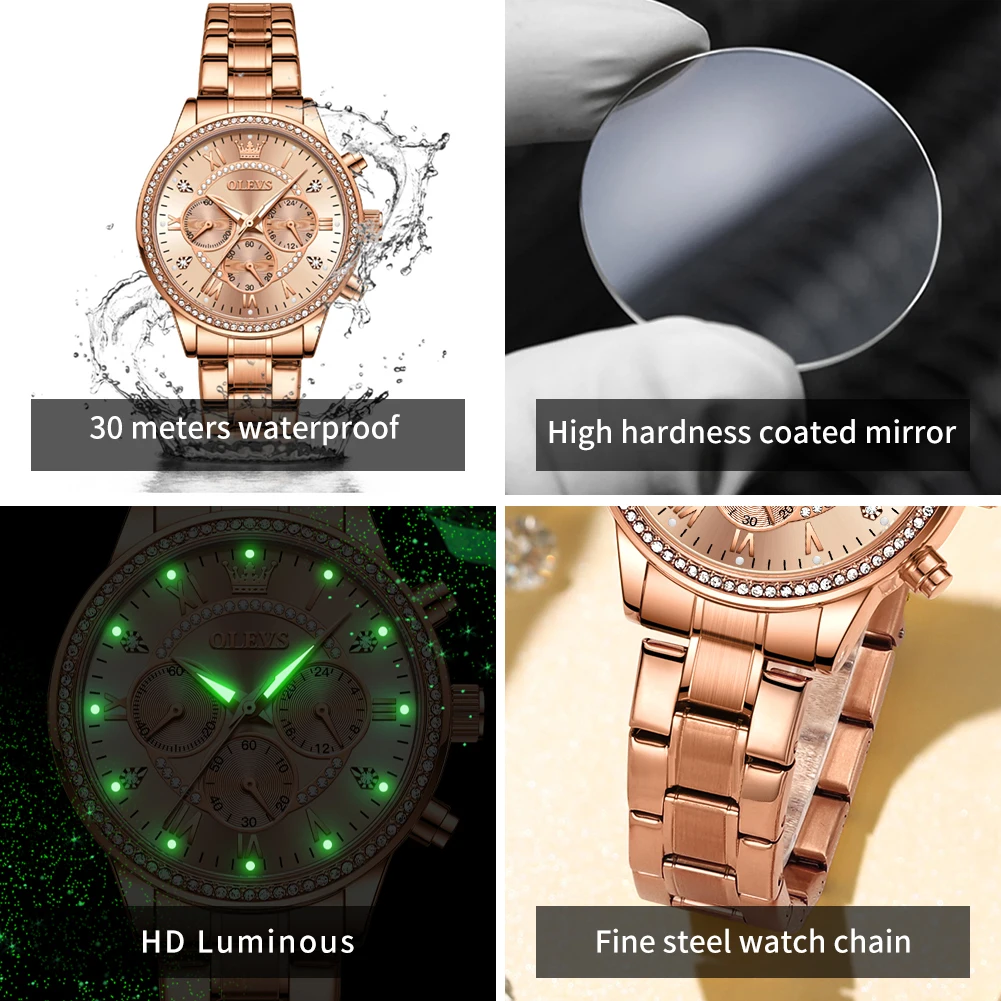 OLEVS TY715 ساعات نسائية حصرية أنيقة باللون الذهبي...